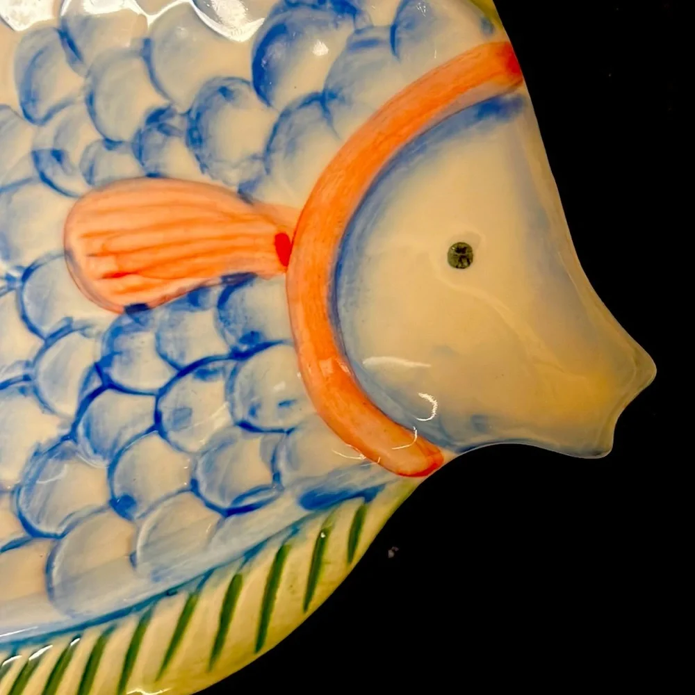 Pier 1 imports hand painted, flawless, porcelain tropical fish dish.